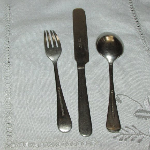 Vintage Children's Cutlery Set Nickel Silver Mid-century Collectibles Infant - Picture 4 of 5